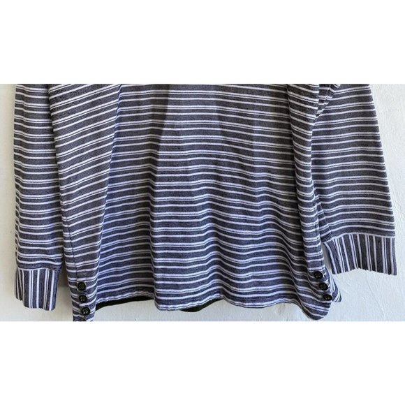 COPY - TALBOTS Cowl neck Knit Top Large Pullover Black White Striped Button Acc… - Picture 3 of 10